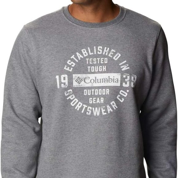 🆕Columbia Men's Hart Mountain Graphic Crew, MD and XXL-Charcoal Heather Tough - Picture 1 of 5